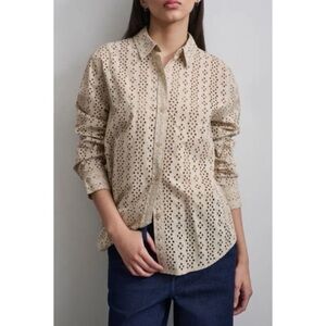 DKNY Cotton Eyelet Botton Up Women’s Shirt Size Large
